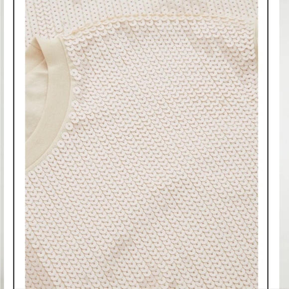 COS Cream Long-Sleeve Oversized Sequined Dress L 12/14/16 - Picture 11 of 13